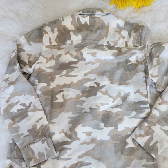 L.L. Bean Tops | LL Bean Camo Button Up | Color: Cream - Picture 3 of 7